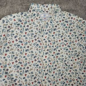 Southern Tide Intercoastal All Over Print Golf Shirt Men XL Blue Performance 